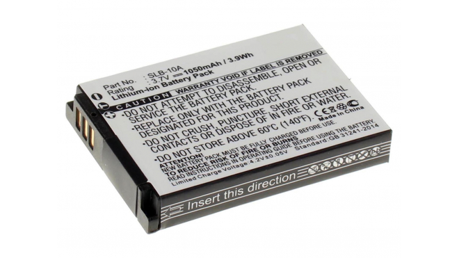 Аккумуляторная батарея SLB-10A для фотоаппаратов и видеокамер Samsung. Артикул iB-F394.Емкость (mAh): 1050. Напряжение (V): 3,7