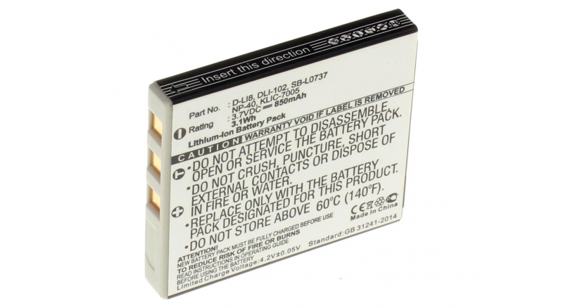 Аккумуляторная батарея NP-40 для фотоаппаратов и видеокамер Samsung. Артикул iB-F391.Емкость (mAh): 850. Напряжение (V): 3,7