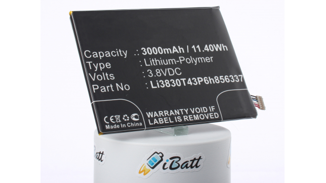 Аккумуляторная батарея Li3830T430T43P6h856337 для телефонов, смартфонов ZTE. Артикул iB-M1449.Емкость (mAh): 3000. Напряжение (V): 3,8