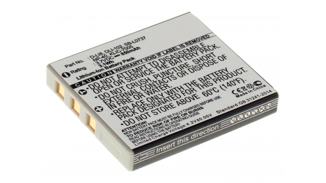 Аккумуляторная батарея DLi-102 для фотоаппаратов и видеокамер Sanyo. Артикул iB-F391.Емкость (mAh): 850. Напряжение (V): 3,7