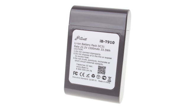 Аккумуляторная батарея iBatt iB-T910 для пылесосов DysonЕмкость (mAh): 1500. Напряжение (V): 22,2