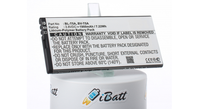 Аккумуляторная батарея BL-T5A для телефонов, смартфонов Microsoft. Артикул iB-M2264.Емкость (mAh): 1900. Напряжение (V): 3,8