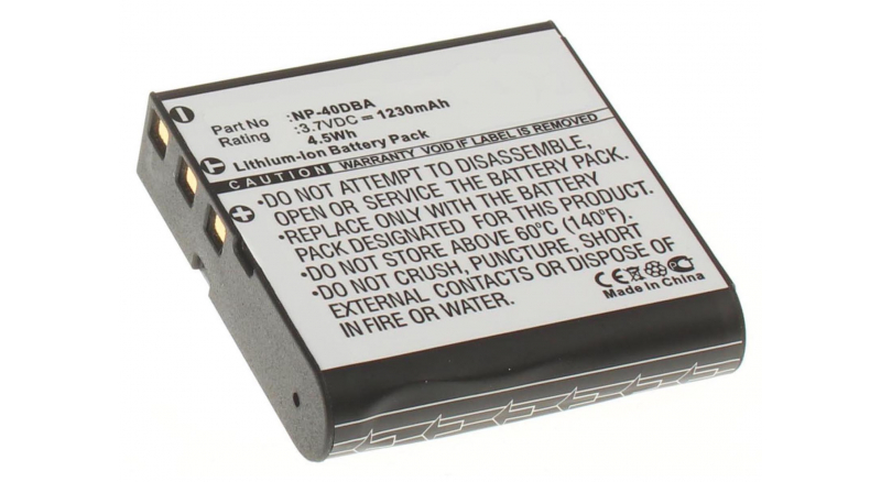Аккумуляторная батарея NP-40DBA для фотоаппаратов и видеокамер Praktica. Артикул iB-F141.Емкость (mAh): 1230. Напряжение (V): 3,7