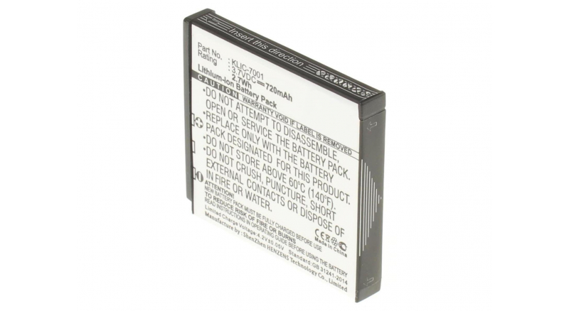 Аккумуляторная батарея KLIC-7001 для фотоаппаратов и видеокамер Agfa. Артикул iB-F179.Емкость (mAh): 720. Напряжение (V): 3,7
