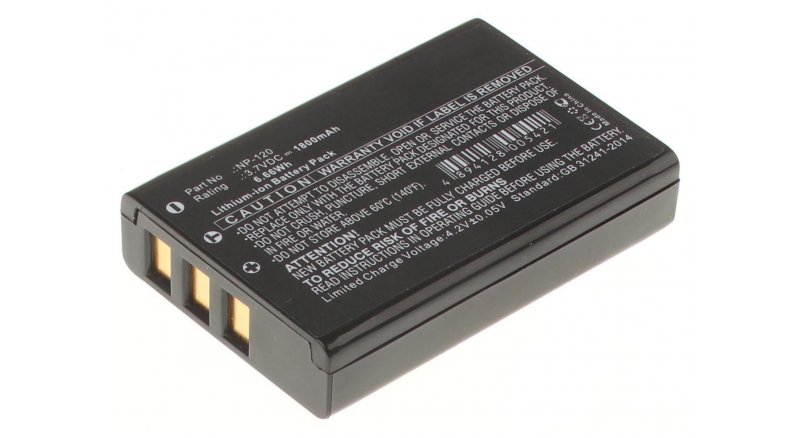 Аккумуляторная батарея NP-120 для фотоаппаратов и видеокамер Toshiba. Артикул iB-F389.Емкость (mAh): 1800. Напряжение (V): 3,7