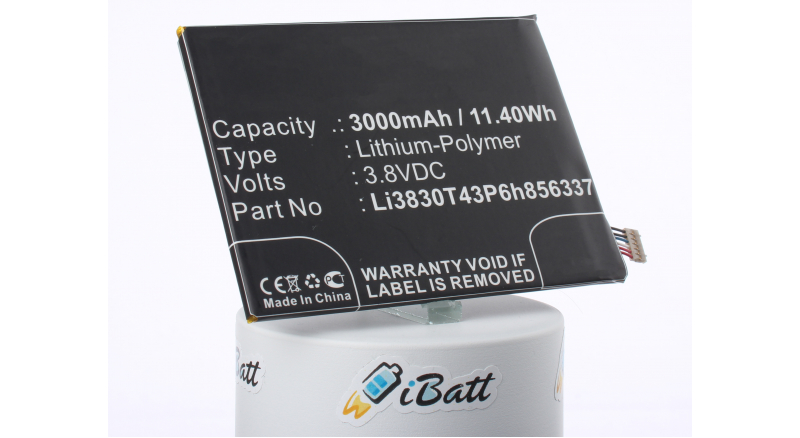 Аккумуляторная батарея Li3830T430T43P6h856337 для телефонов, смартфонов ZTE. Артикул iB-M1449.Емкость (mAh): 3000. Напряжение (V): 3,8