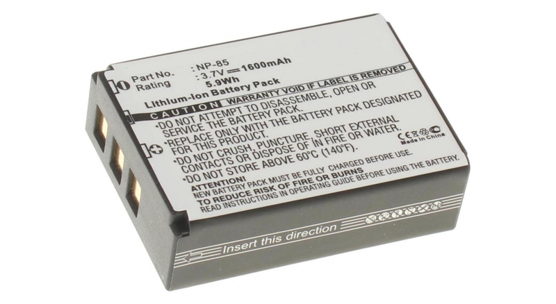 Аккумуляторная батарея NP-85 для фотоаппаратов и видеокамер FujiFilm. Артикул iB-F151.Емкость (mAh): 1600. Напряжение (V): 3,7