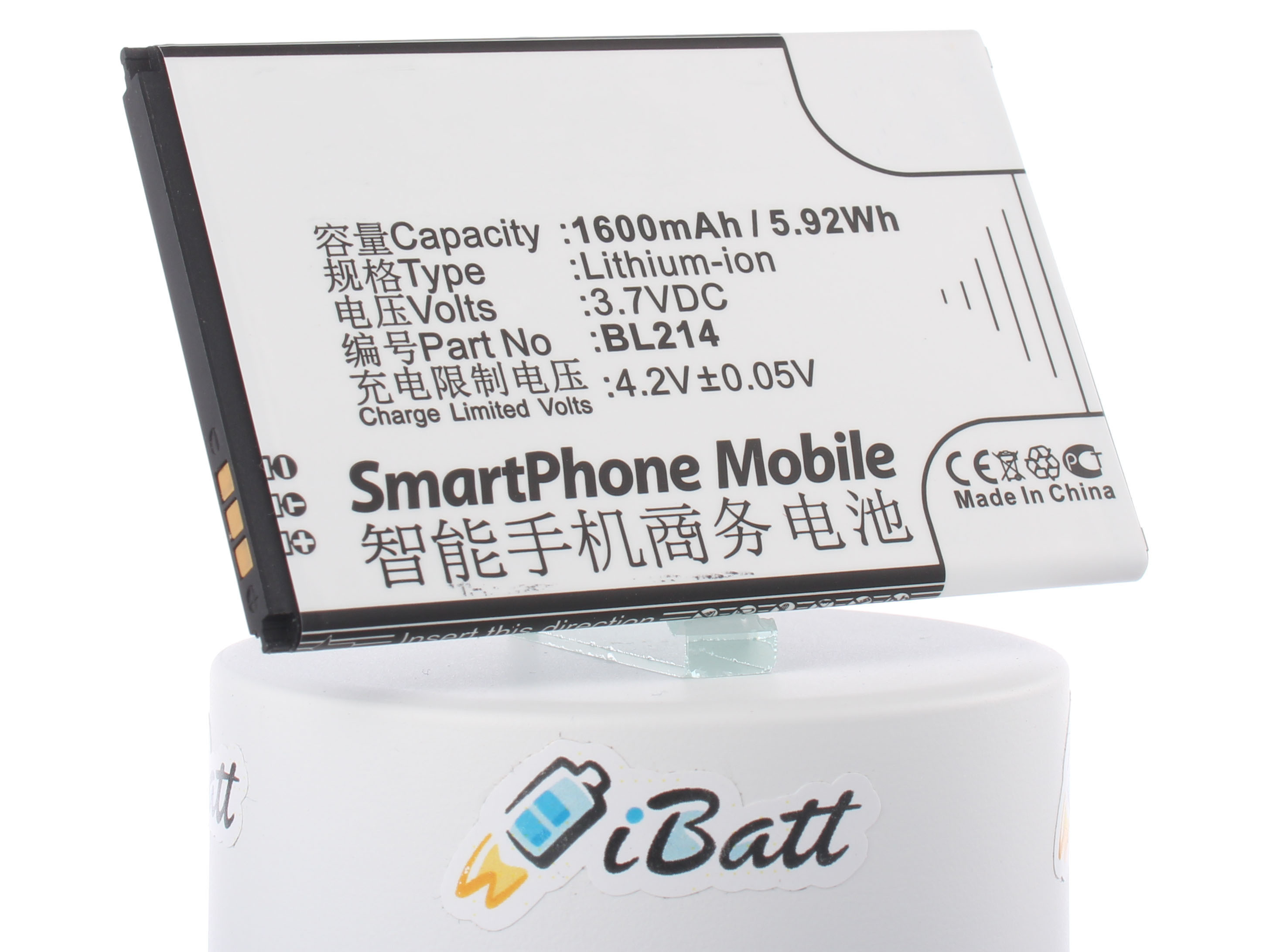 Аккумуляторная батарея BL214 для телефонов, смартфонов Lenovo. Артикул iB-M672.Емкость (mAh): 1600. Напряжение (V): 3,7