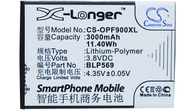 Аккумуляторная батарея iBatt iB-M1157 для телефонов, смартфонов OPPOЕмкость (mAh): 3000. Напряжение (V): 3,8