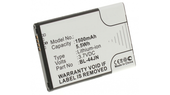 Аккумуляторная батарея для телефона, смартфона LG E400. Артикул iB-M344.Емкость (mAh): 1500. Напряжение (V): 3,7