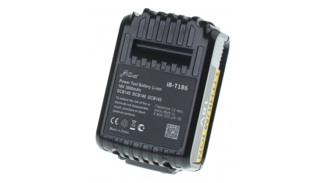 Аккумуляторная батарея для электроинструмента DeWalt DCS380L1. Артикул iB-T186.Емкость (mAh): 3000. Напряжение (V): 18