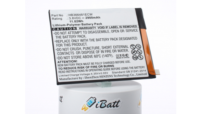 Аккумуляторная батарея для телефона, смартфона Huawei FIG-LX1. Артикул iB-M1980.Емкость (mAh): 2900. Напряжение (V): 3,8
