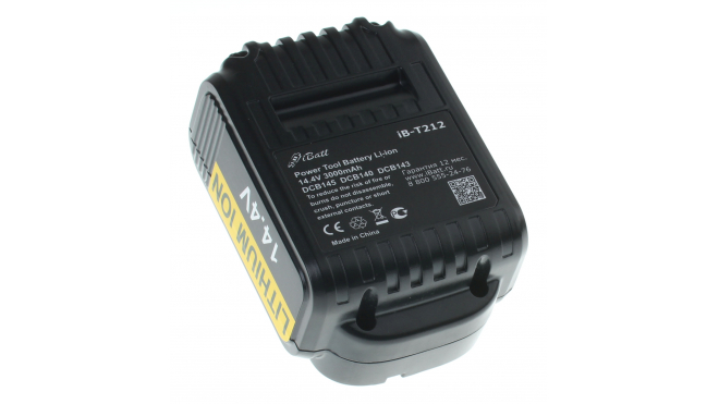 Аккумуляторная батарея для электроинструмента DeWalt DCG422M2. Артикул iB-T212.Емкость (mAh): 3000. Напряжение (V): 14,4