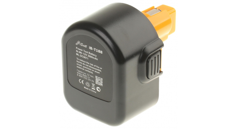 Аккумуляторная батарея для электроинструмента DeWalt DW053K. Артикул iB-T188.Емкость (mAh): 3000. Напряжение (V): 12