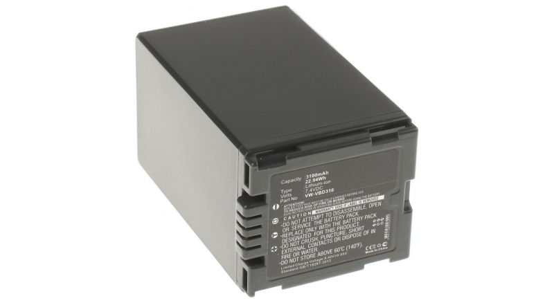 Аккумуляторные батареи для фотоаппаратов и видеокамер Panasonic PV-GS29Емкость (mAh): 3100. Напряжение (V): 7,4