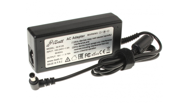 Блок питания (адаптер питания) для ноутбука Sony VAIO PCG-GR25. Артикул iB-R125. Напряжение (V): 16