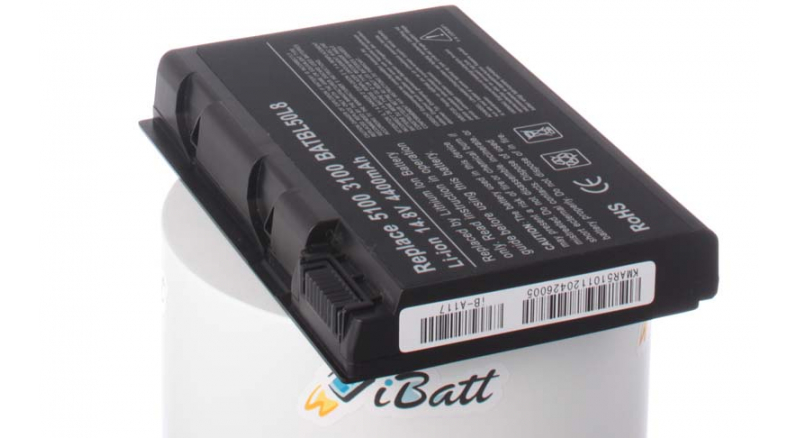 Аккумуляторная батарея для ноутбука Acer TravelMate 5512WLMi. Артикул iB-A117.Емкость (mAh): 4400. Напряжение (V): 14,8